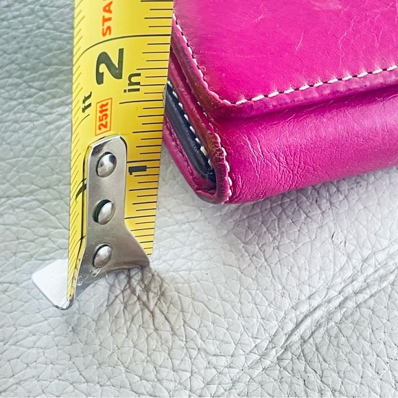 VISCONTI LEATHER MAIVE FUSCHIA PURPLE BIFOLD ZIPPED WALLET - Picture 15 of 16